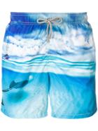 Mc2 Saint Barth Stingray Print Swim Shorts - Blue