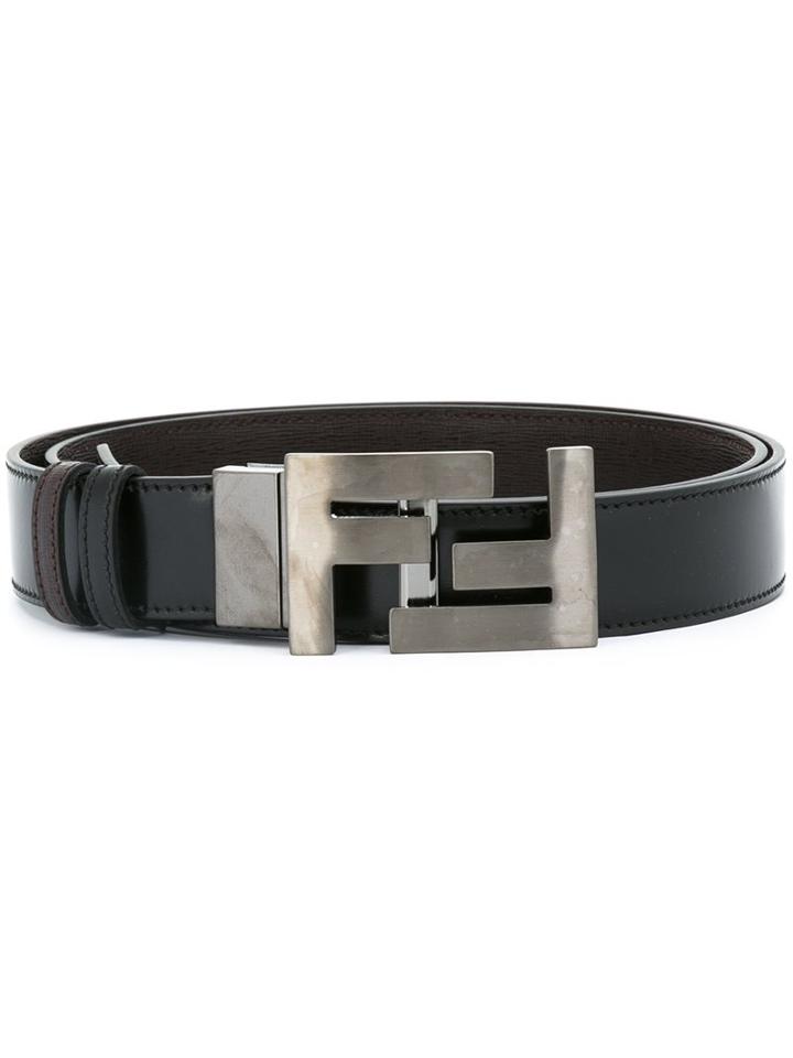 Fendi Classic Belt, Men's, Black, Calf Leather/metal (other)