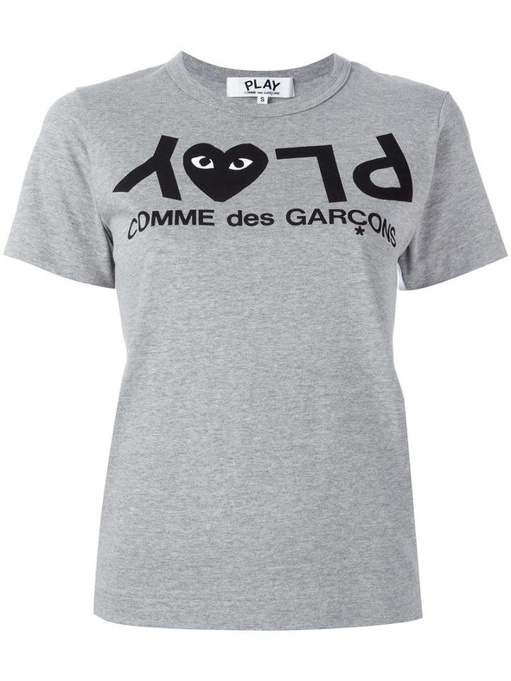 Comme Des Garçons Play Logo Print T-shirt, Women's, Size: Medium, Grey, Cotton