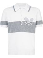 Thom Browne Short Sleeve Polo With Striped Tennis Icon In Cashmere -