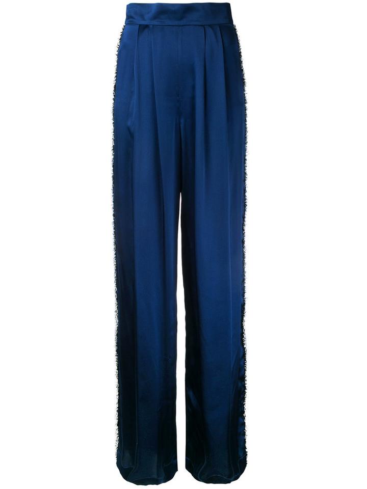 Flared Trousers - Women - Silk/polyester - 4, Blue, Silk/polyester, Gwen Salakaia