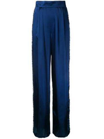 Flared Trousers - Women - Silk/polyester - 4, Blue, Silk/polyester, Gwen Salakaia