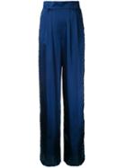 Flared Trousers - Women - Silk/polyester - 4, Blue, Silk/polyester, Gwen Salakaia