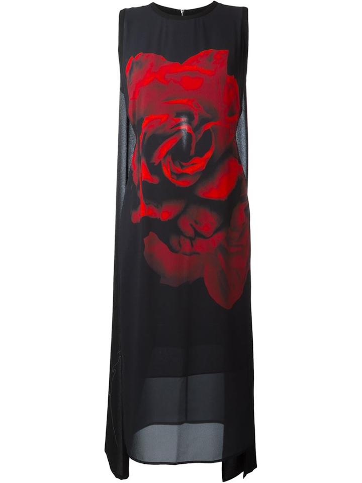 Mcq Alexander Mcqueen Rose Print Cape Dress
