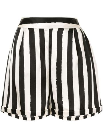Lelloue Tailored Silk Striped Shorts - White