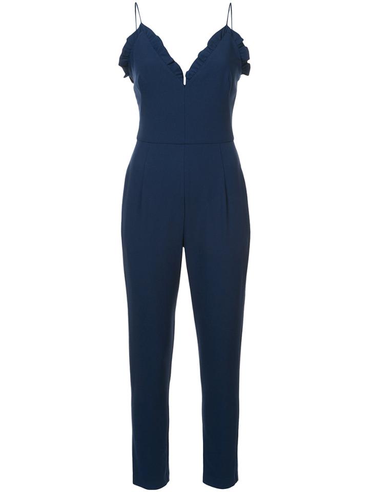 Black Halo Frilled V-neck Jumpsuit - Blue
