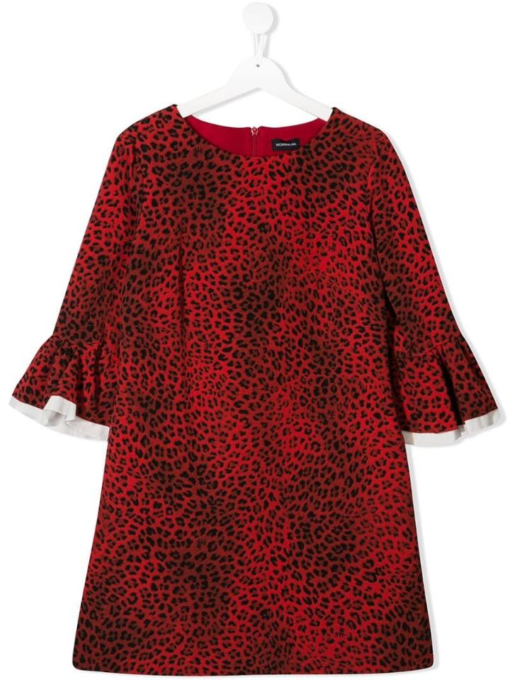 Monnalisa Teen Leopard Print Dress - Red