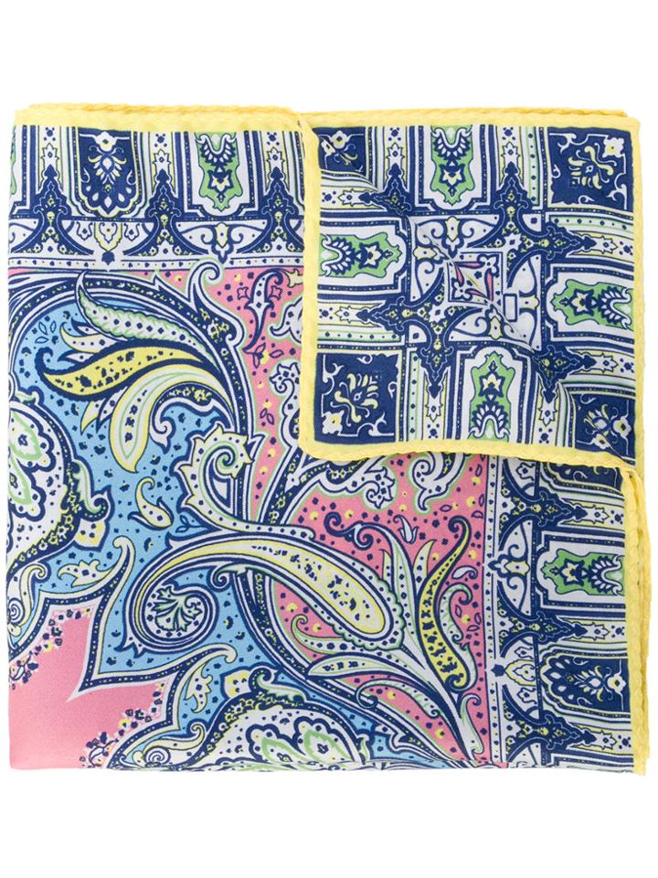 Etro Small Paisley Printed Scarf - Blue