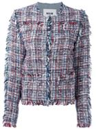 Msgm Denim & Tweed Jacket, Women's, Size: 44, Blue, Cotton/polyamide/viscose/polyester