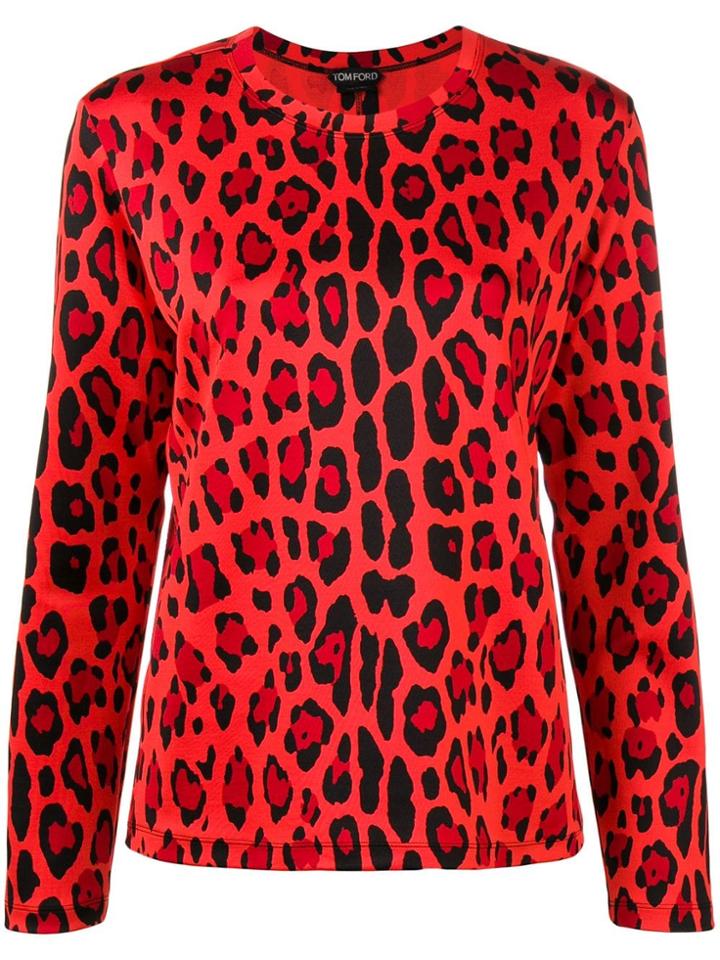 Tom Ford Leopard Print Top - Red