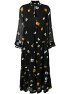 Ganni Floral Smock Dress - Black