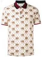 Gucci Elephant Print Polo Shirt, Men's, Size: Xs, Nude/neutrals, Cotton/spandex/elastane