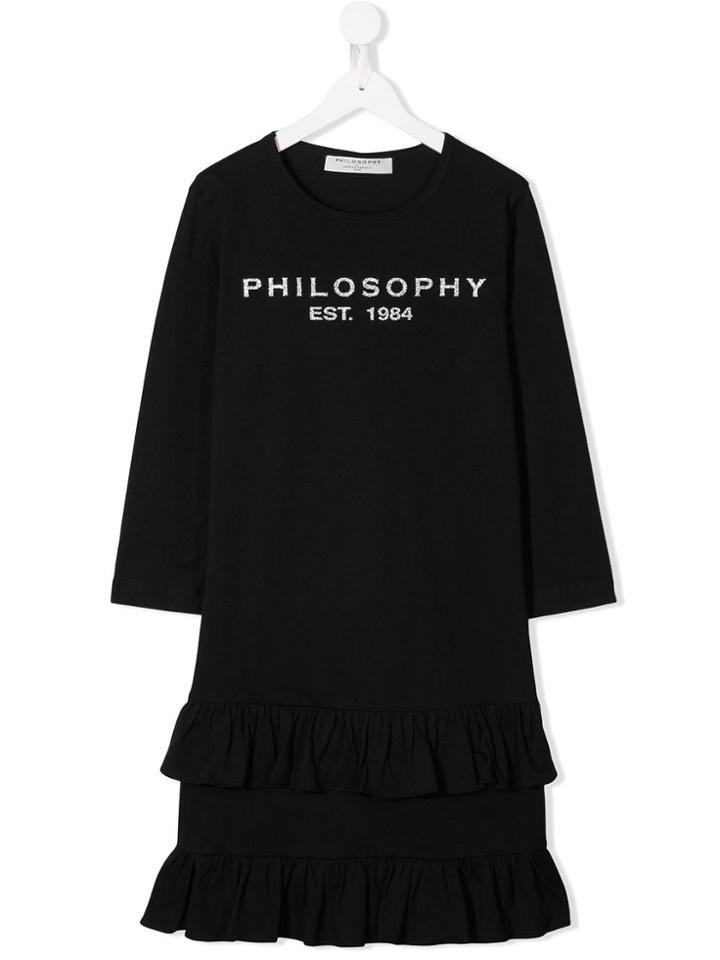 Philosophy Di Lorenzo Serafini Kids Ruffle Trim T-shirt Dress - Black