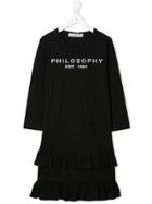 Philosophy Di Lorenzo Serafini Kids Ruffle Trim T-shirt Dress - Black