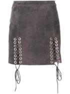 Manokhi - Skirt With Eyelet Detail - Women - Leather/polyester/viscose - 38, Grey, Leather/polyester/viscose