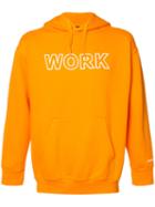 Andrea Crews 'work' Print Hoodie, Men's, Size: Medium, Yellow/orange, Cotton/polyester