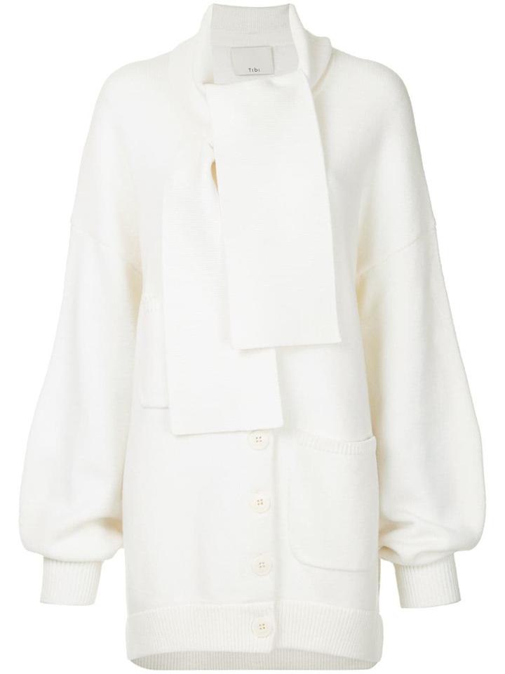 Tibi Tie Collar Cardigan - White