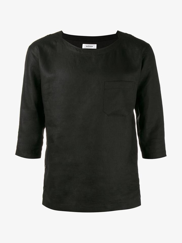 Sulvam Pull Over Shirt, Men's, Size: Small, Black, Linen/flax