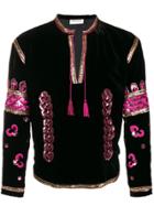 Saint Laurent Embroidered Long-sleeve Shirt - Black