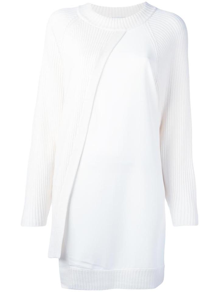 Dkny Mixed Media Tunic, Women's, Size: Xs, White, Merino/nylon/spandex/elastane