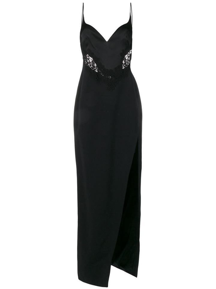 David Koma Lace Trim Panelled Crepe Gown - Black