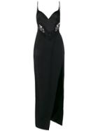 David Koma Lace Trim Panelled Crepe Gown - Black