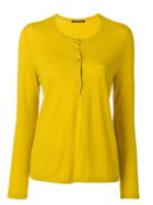 Luisa Cerano - Half Button Cardigan - Women - Virgin Wool - 42, Yellow/orange, Virgin Wool
