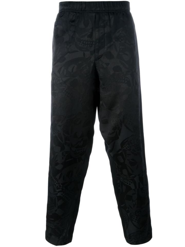 Alexander Mcqueen Skull Jacquard Trousers, Men's, Size: 46, Black, Cotton/silk/viscose/viscose