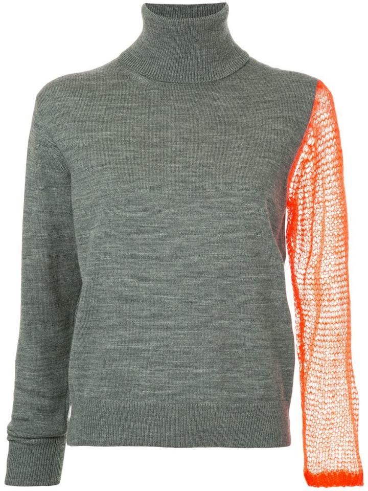Facetasm Contrast Sleeve Jumper - Grey