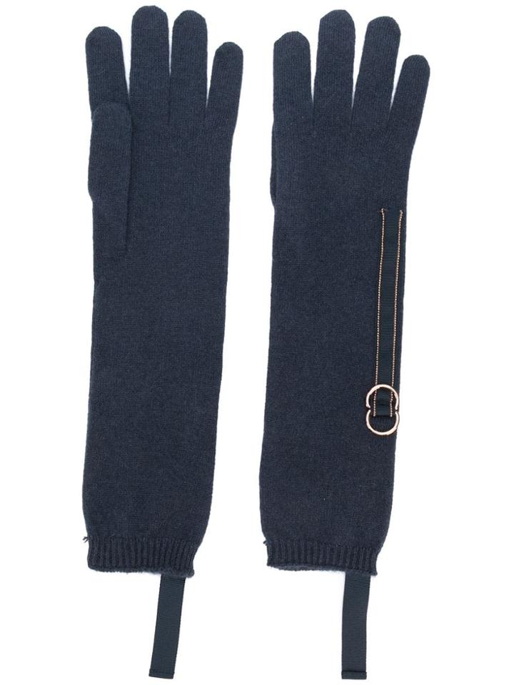 Brunello Cucinelli Bead-embellished Gloves - Blue