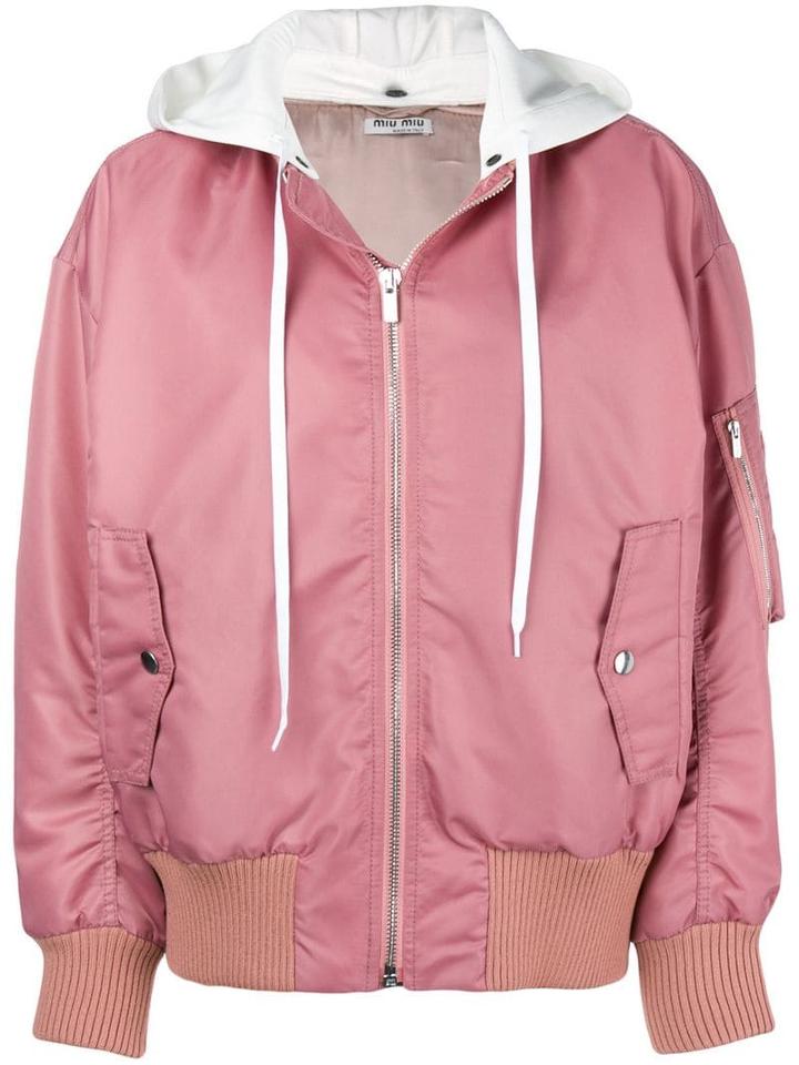 Miu Miu Hooded Bomber Jacket - Pink