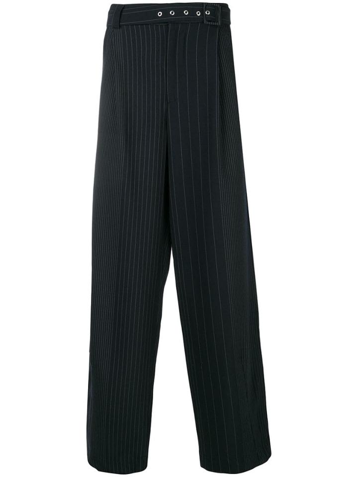 Maison Flaneur Striped Wide-leg Trousers - Blue