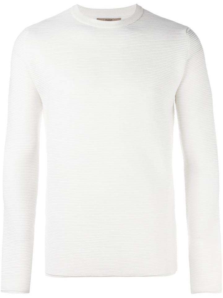 Nuur Ribbed Crew Neck Jumper, Men's, Size: 52, White, Merino