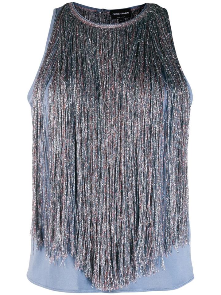 Giorgio Armani Fringed Vest - Blue
