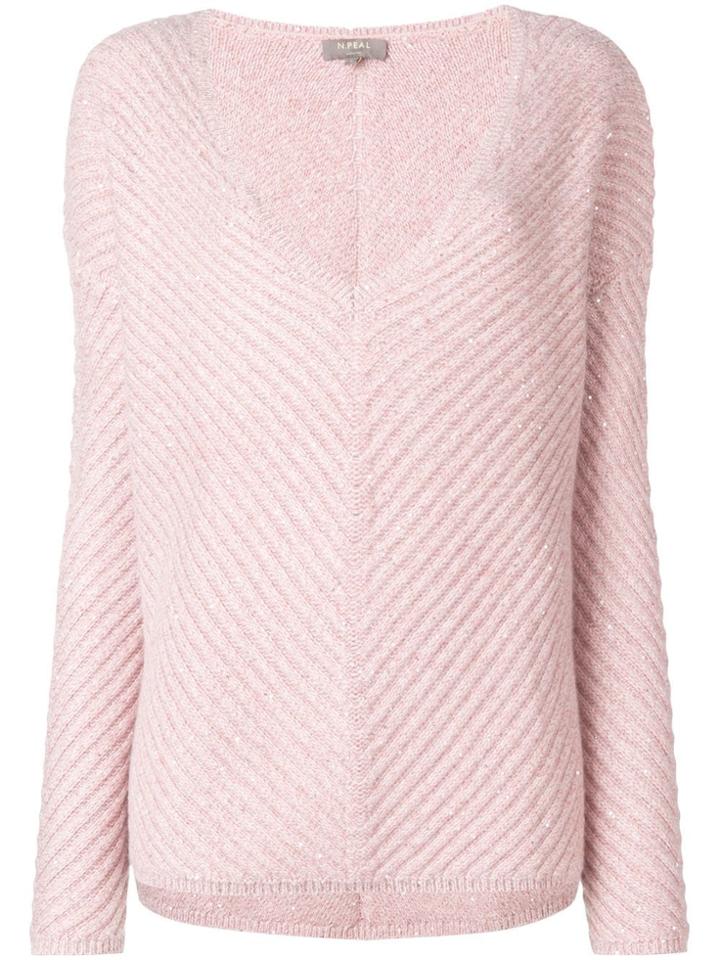 N.peal Sequin-embellished Basketweave Sweater - Pink & Purple