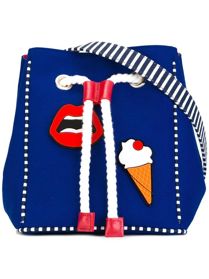 Yazbukey Multi Patched Shoulder Bag, Women's, Blue, Canvas