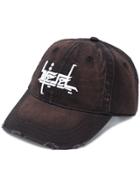 Diesel Distressed Baseball Cap With Embroidery - Black