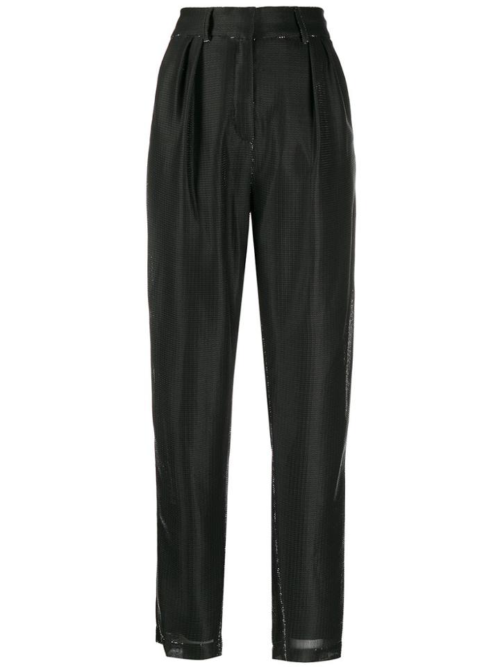 Balmain Lamé Tapered Trousers - Black
