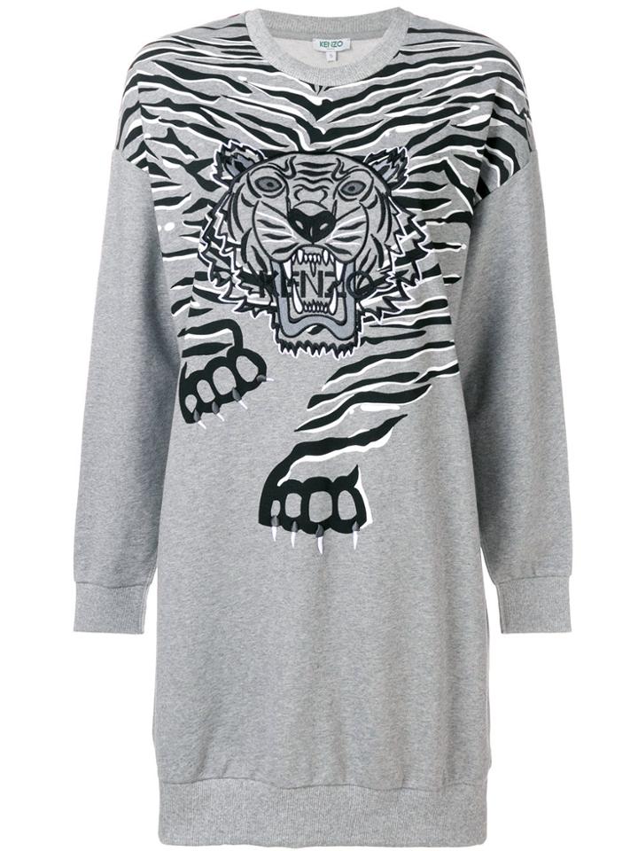 Kenzo Geo Tiger Sweatshirt Dress - Grey