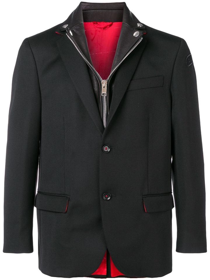 Diesel Leather Collar Hybrid Blazer - Black