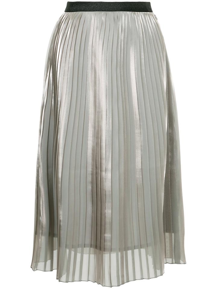 Guild Prime Layered Pleated Organza Midi Skirt - Grey