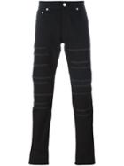 Alexander Mcqueen Textured Panel Slim-fit Jeans, Men's, Size: 48, Black, Cotton/spandex/elastane