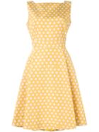 Rochas Polka Dot Print Flared Dress, Women's, Size: 42, Yellow/orange, Cotton/silk