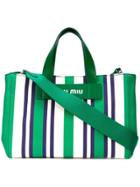 Miu Miu Striped Tote - Green