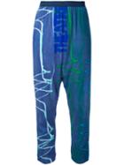 Printed High Waisted Trousers - Women - Cotton - One Size, Blue, Cotton, Theatre Products