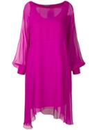 Alberta Ferretti Sheer Balloon Sleeve Mini Dress - Pink & Purple