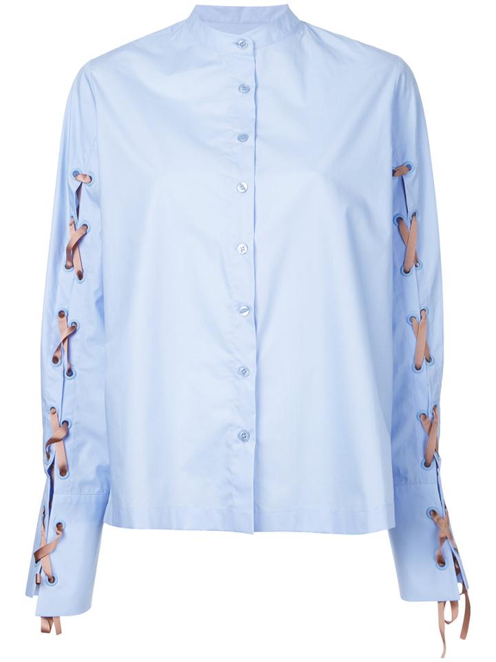 Elaidi Lace-up Detail Shirt, Women's, Size: 38, Blue, Cotton
