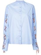 Elaidi Lace-up Detail Shirt, Women's, Size: 38, Blue, Cotton