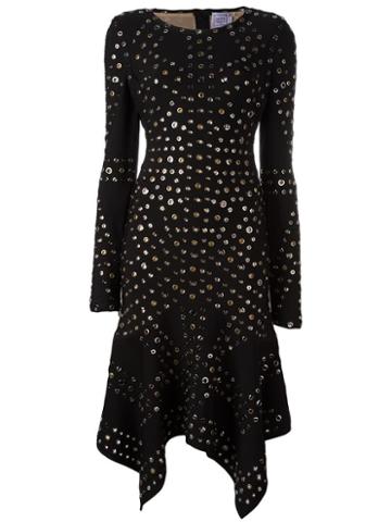 Hervé Léger Eyelet Handkerchief Dress, Women's, Size: Medium, Black, Rayon/nylon/spandex/elastane/metal (other)