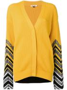 Krizia Contrasting Sleeves Ribbed Cardigan - Yellow